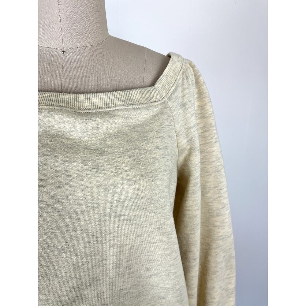 Rebecca Minkoff Ariel Sweatshirt Womens Medium Puff Sleeve Pullover Oat Melange - Picture 2 of 16
